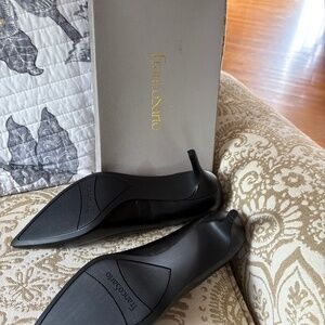 Franco Sarto size 8.5 M black leather pumps w/3” heel